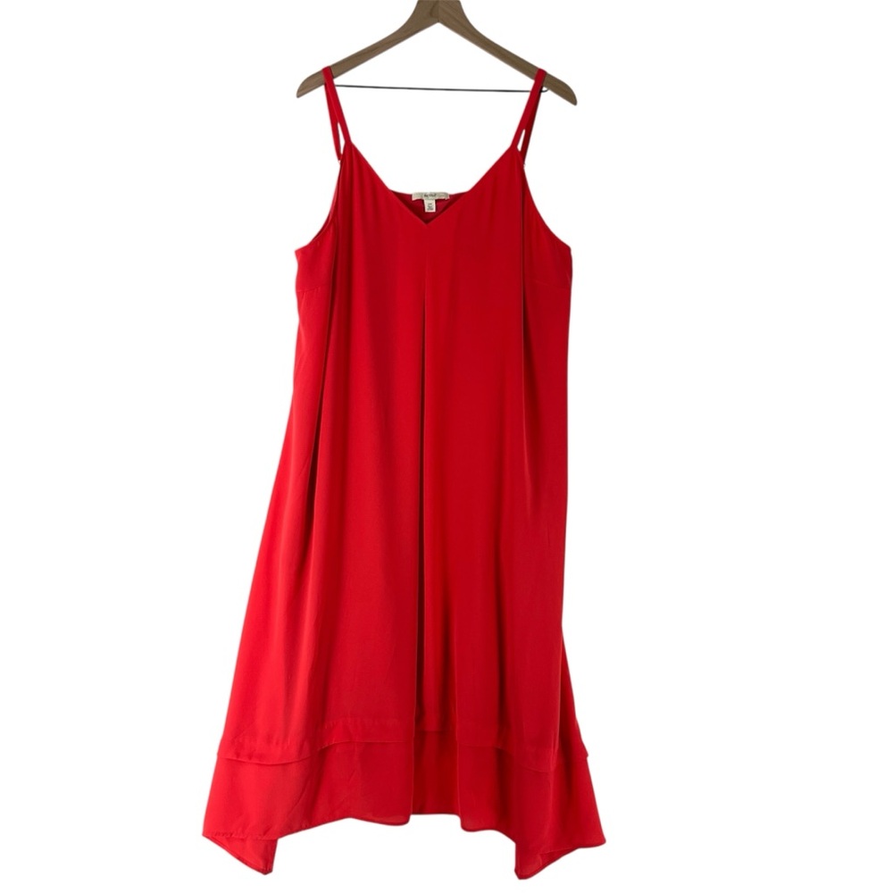 Sejour Asymmetrical Hem Chiffon Coral Pleated Front Sleeveless Dress Size 20W